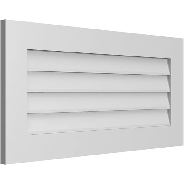 Vertical Surface Mount PVC Gable Vent: Non-Functional, W/3-1/2W X 1H, Standard Frame, 38W X 18H